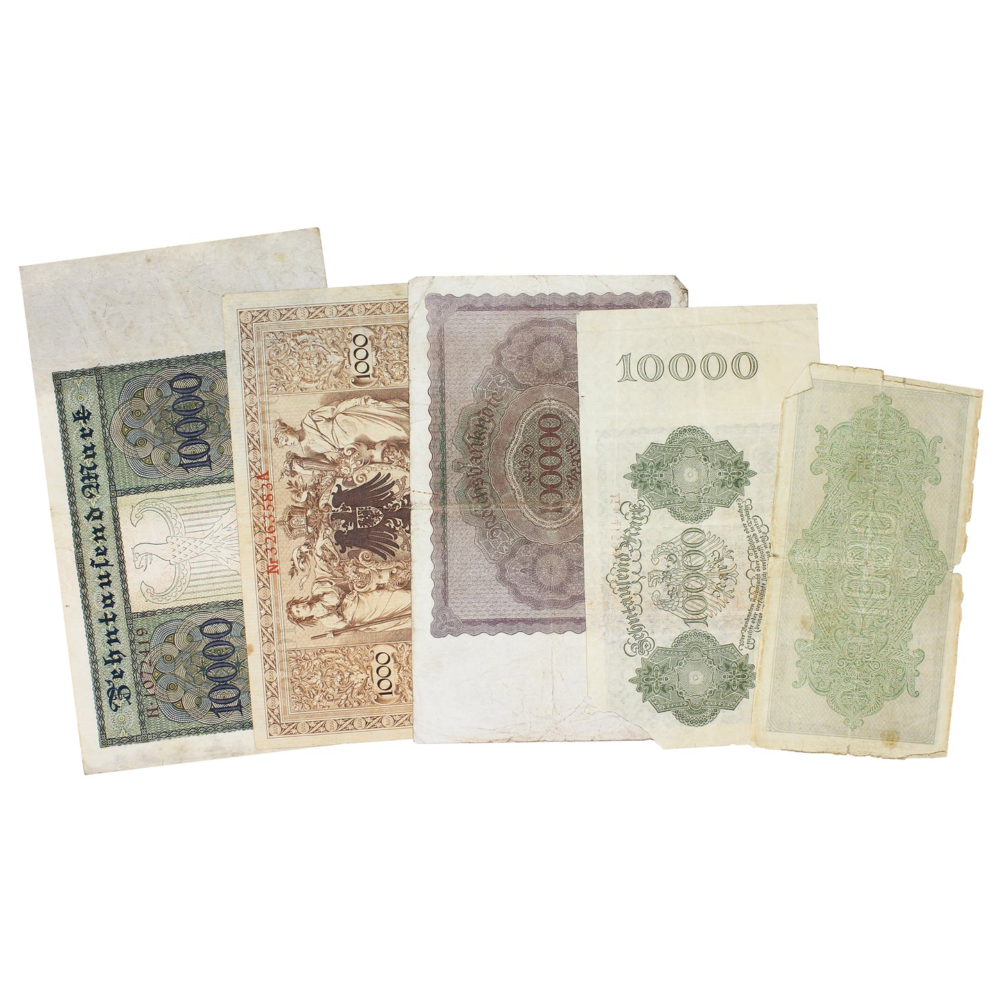 Lot of 5x Different German Large Size Notes, Circ, 5Pcs.