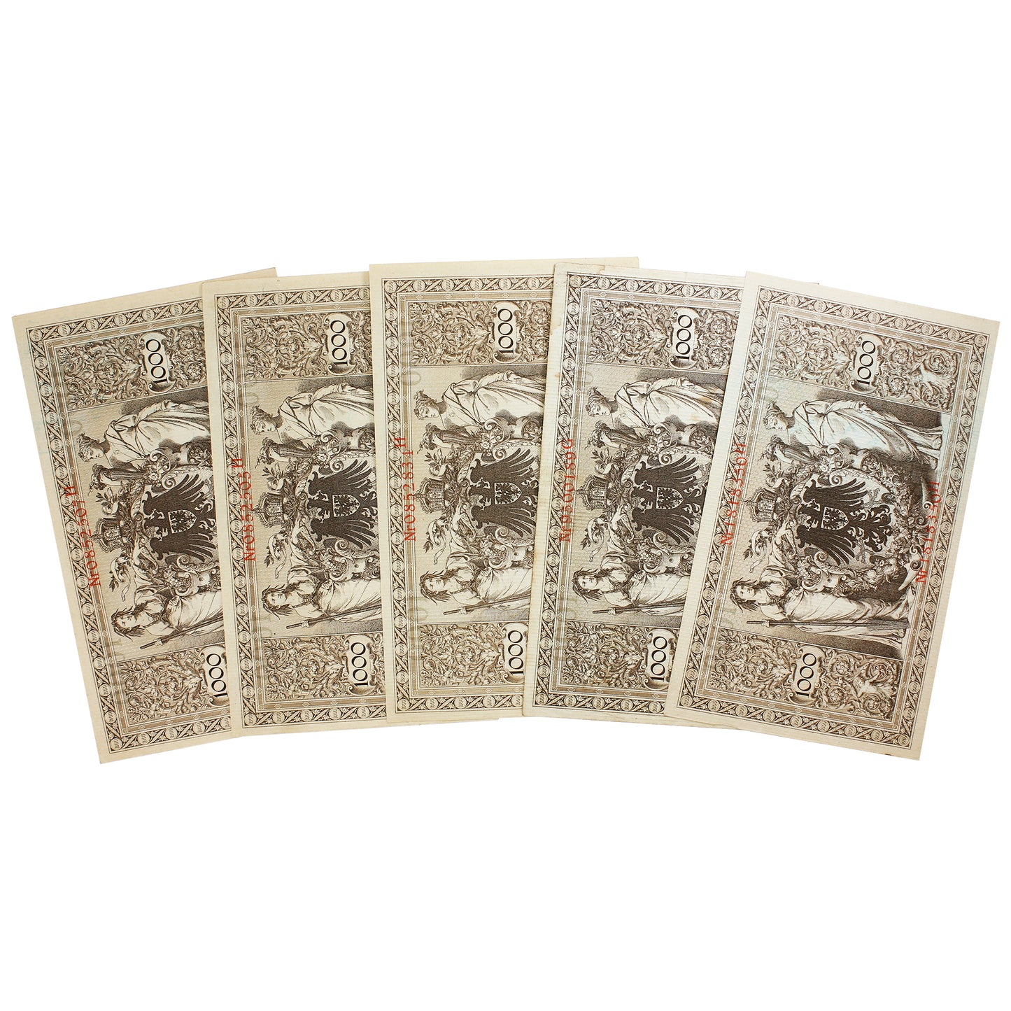 Lot of 5x Germany 1910 1000 Marks Notes, 5Pcs. (Sold As Is)