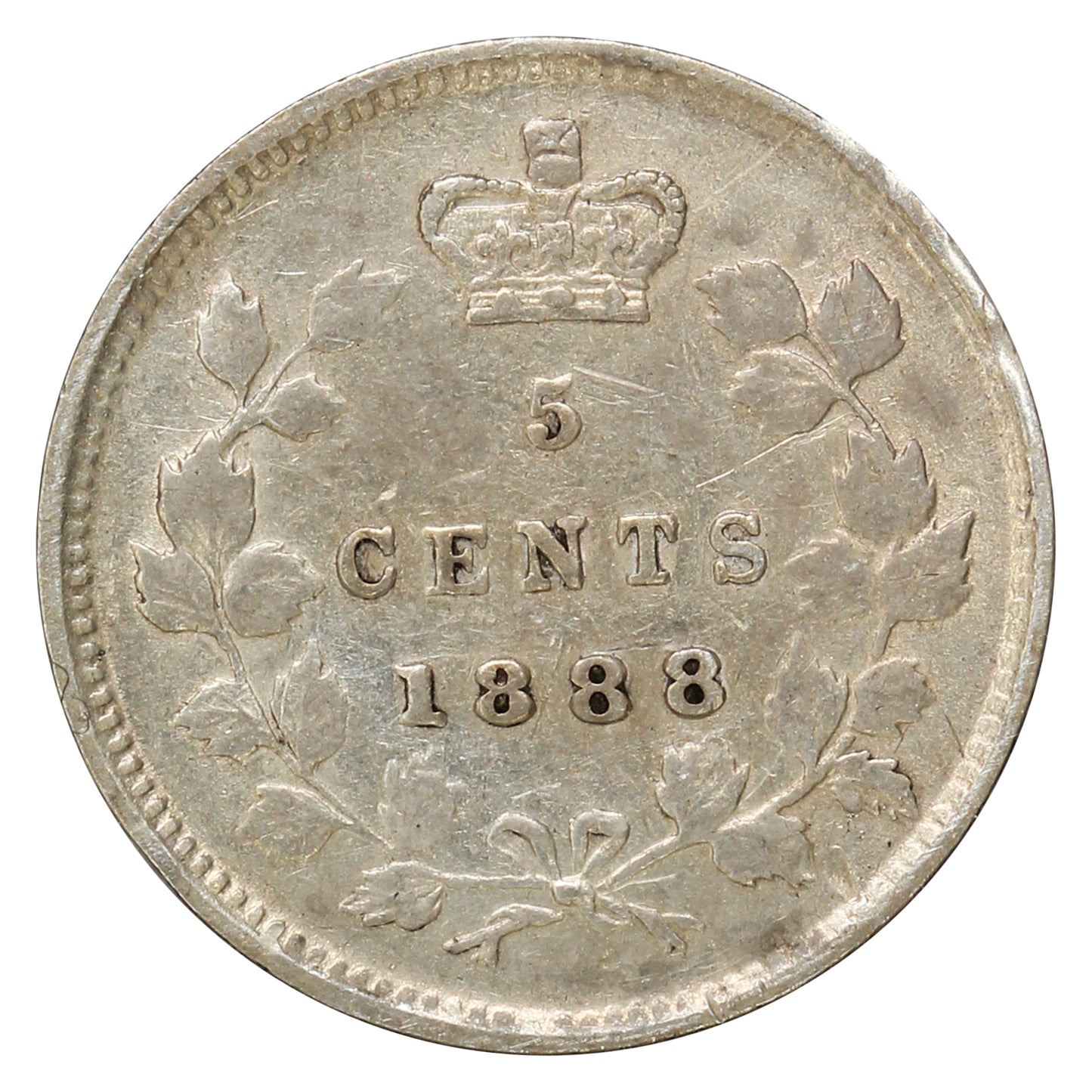 1888 Canada 5-cents Extra Fine (EF40) Cleaned, Scratched or Impaired