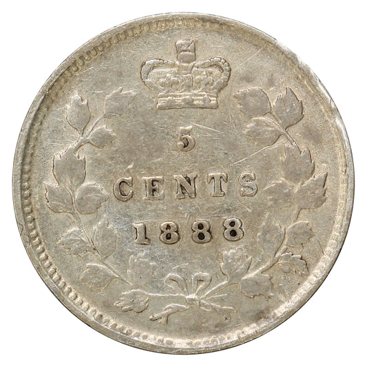 1888 Canada 5-cents Extra Fine (EF40) Cleaned, Scratched or Impaired