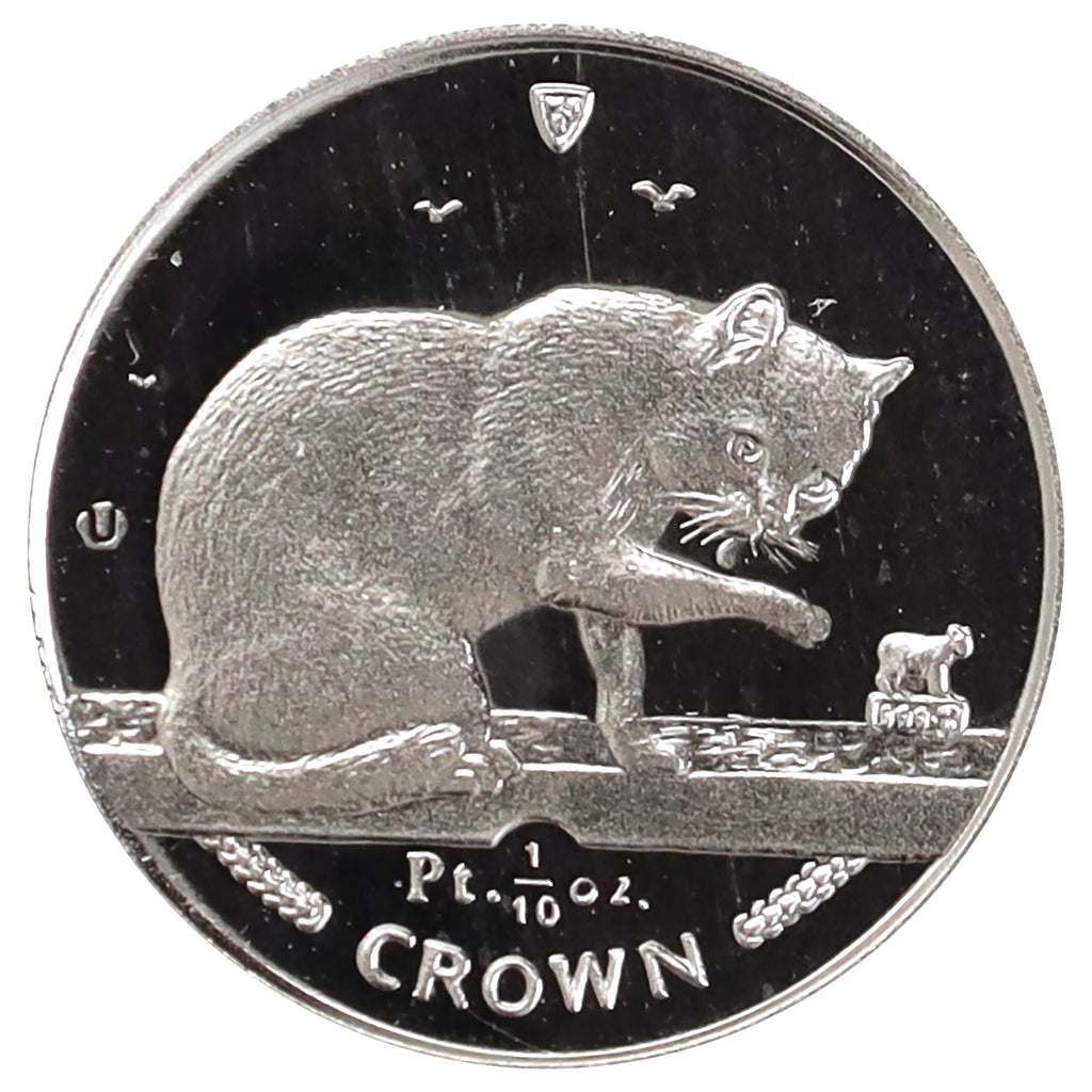 1999 British Blue Cat 1/10oz .9995 Platinum (No Tax) Hairline Scr/Lightly Toned