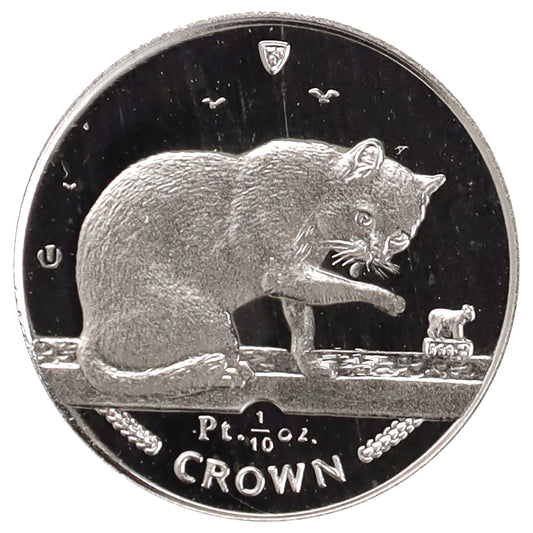 1999 British Blue Cat 1/10oz .9995 Platinum (No Tax) Hairline Scr/Lightly Toned