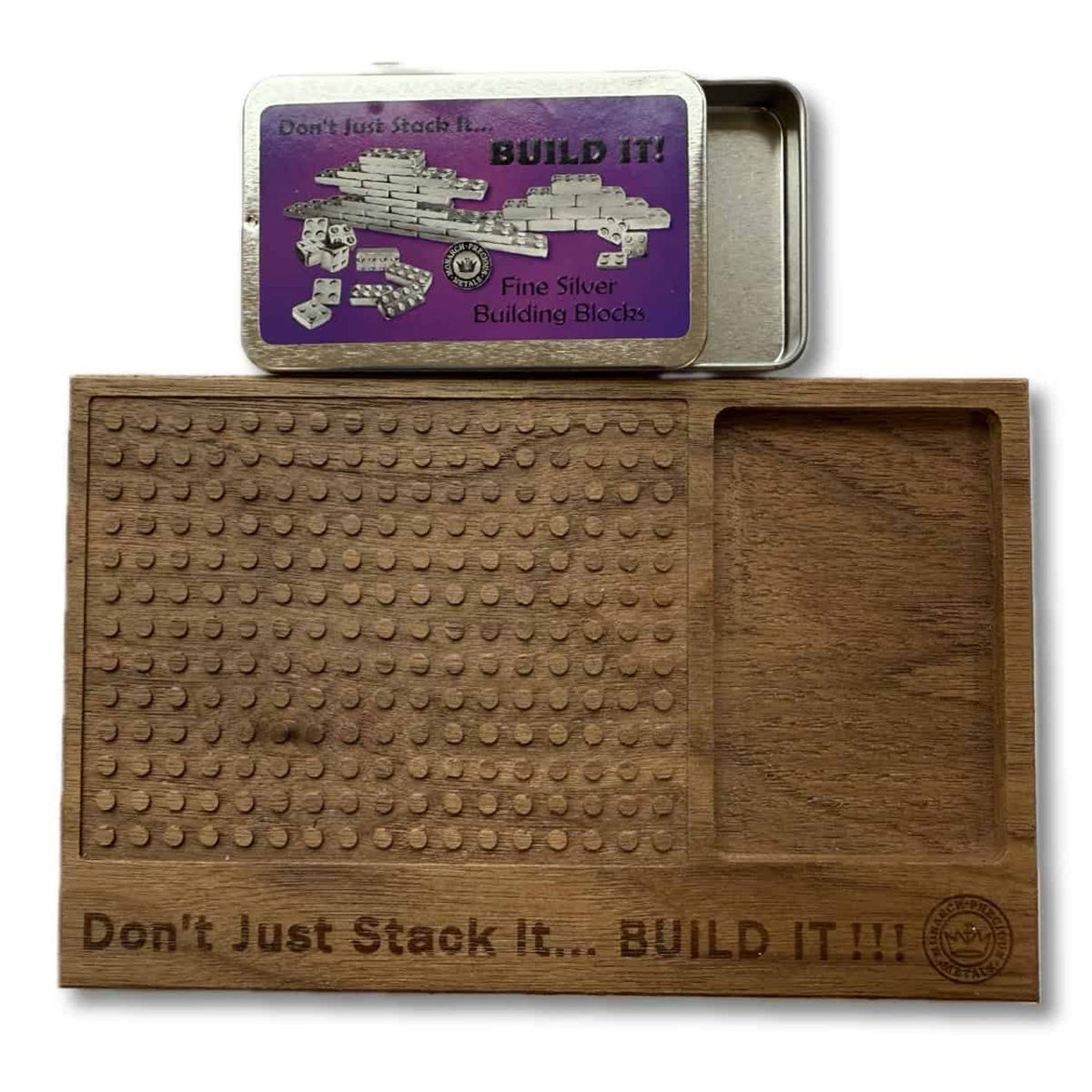 Monarch Building Block Walnut Base with EMPTY Tin – Colonial Acres Coins