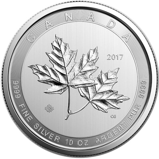 2017 Canada $50 Magnificent Maple Leaves 10oz. Fine Silver (No Tax) Scuffed Capsule