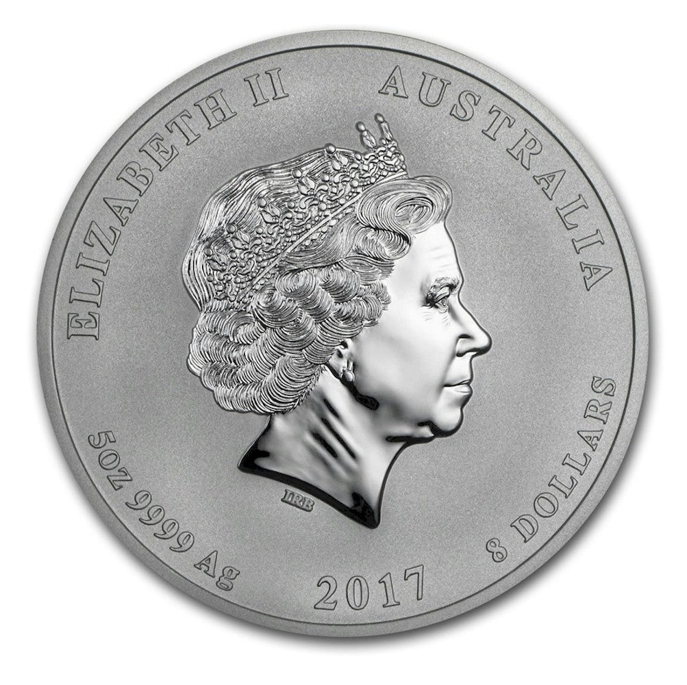 2017 Australia $8 Year of the Rooster 5oz Silver (TAX Exempt) Capsule Scr