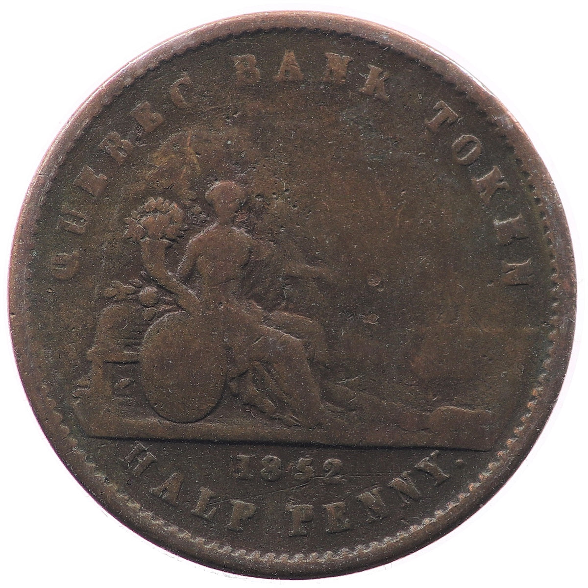 PC-3 1852 Province of Canada Quebec Bank Half Penny Token G-VG (G6)