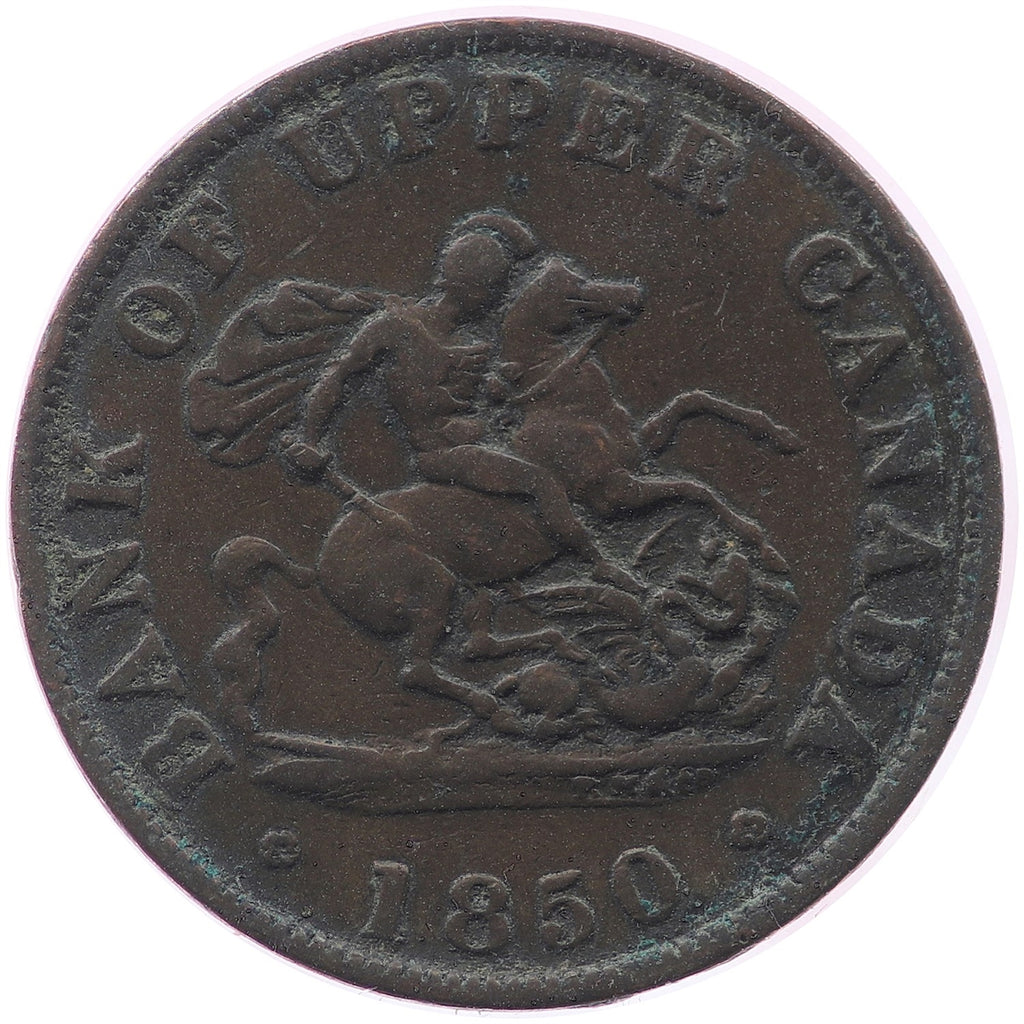 PC-5A 1850 Province of Canada, Bank of Upper Canada Half Penny Token Fine (F12)