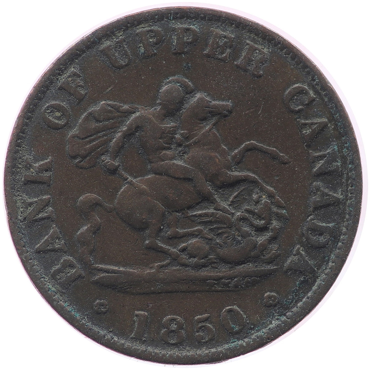 PC-5A 1850 Province of Canada, Bank of Upper Canada Half Penny Token Fine (F12)