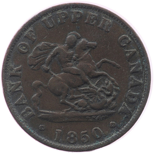 PC-5A 1850 Province of Canada Bank of Upper Canada Half Penny Token Fine (F12)