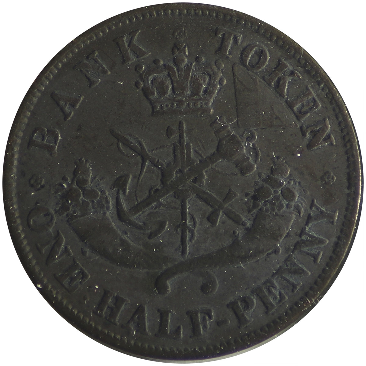 PC-5A 1850 Province of Canada, Bank of Upper Canada Half Penny Token F-VF (F15)