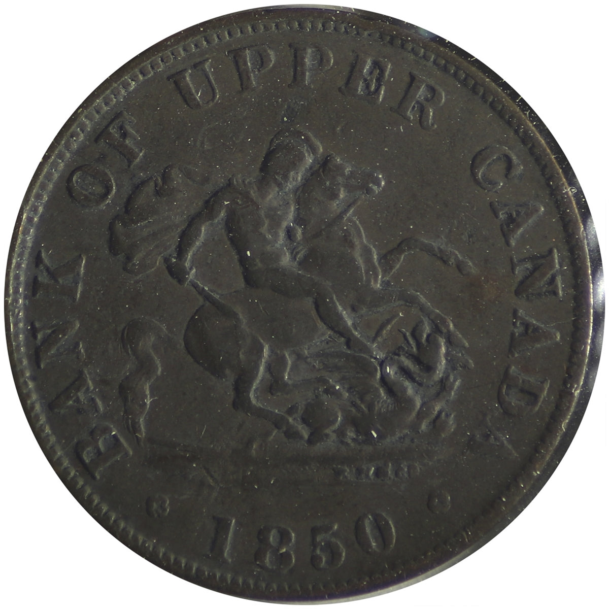 PC-5A 1850 Province of Canada, Bank of Upper Canada Half Penny Token F-VF (F15)