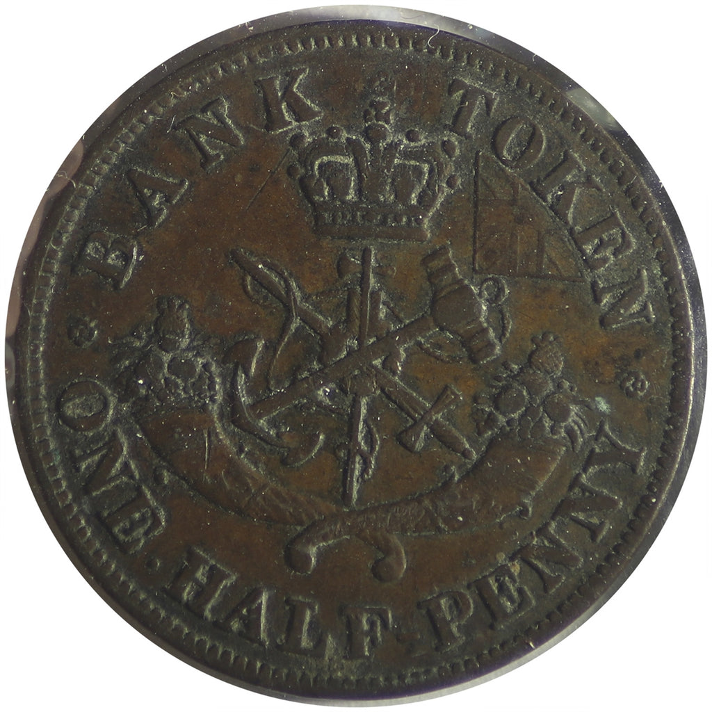 PC-5A 1850 Province of Canada, Bank of Upper Canada Half Penny Token VF-EF (VF30)