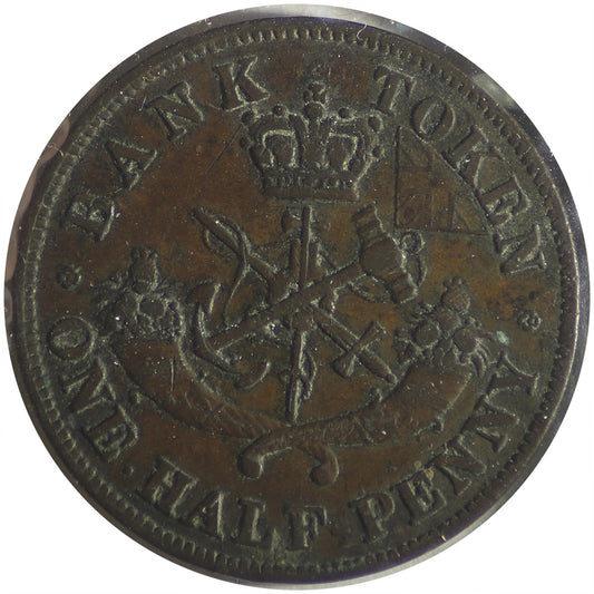 PC-5A 1850 Province of Canada, Bank of Upper Canada Half Penny Token VF-EF (VF30)