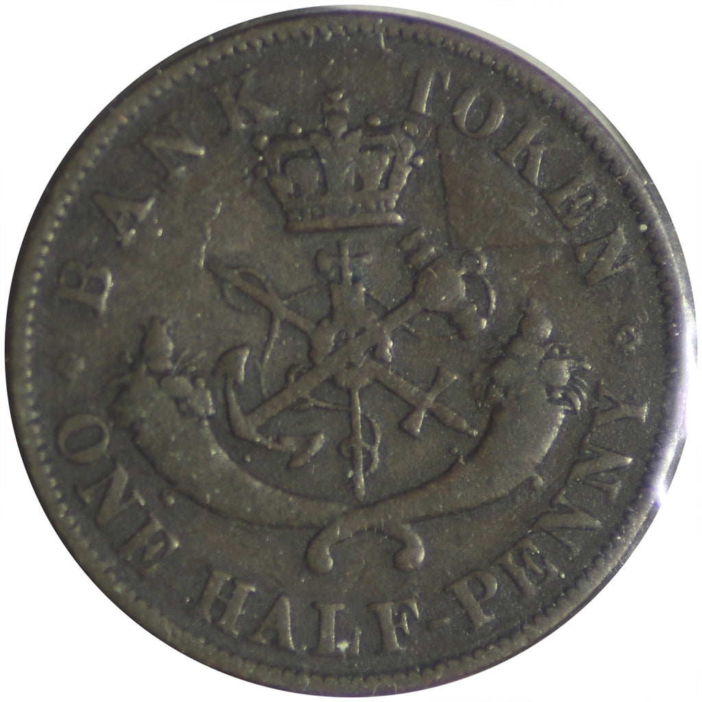 PC-5A 1850 Province of Canada, Bank of Upper Canada Half Penny Token VG-F (VG10)