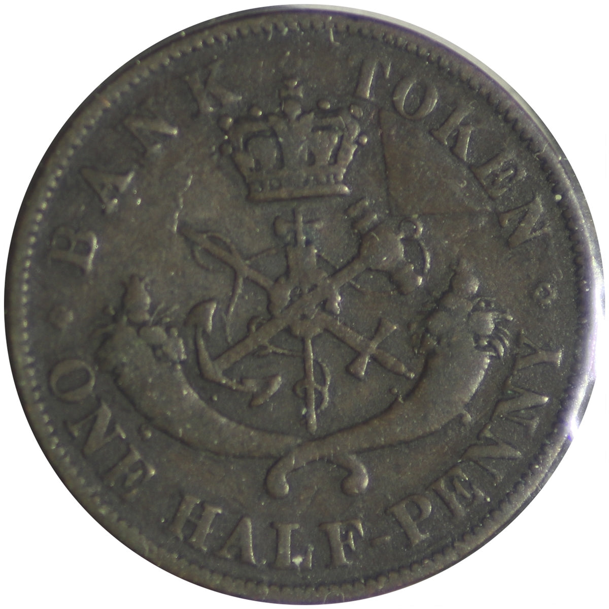 PC-5A 1850 Province of Canada, Bank of Upper Canada Half Penny Token VG-F (VG10)