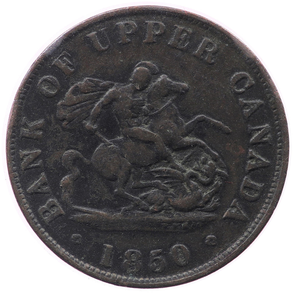 PC-5A 1850 Province of Canada, Bank of Upper Canada Half Penny Token Very Fine (VF20)