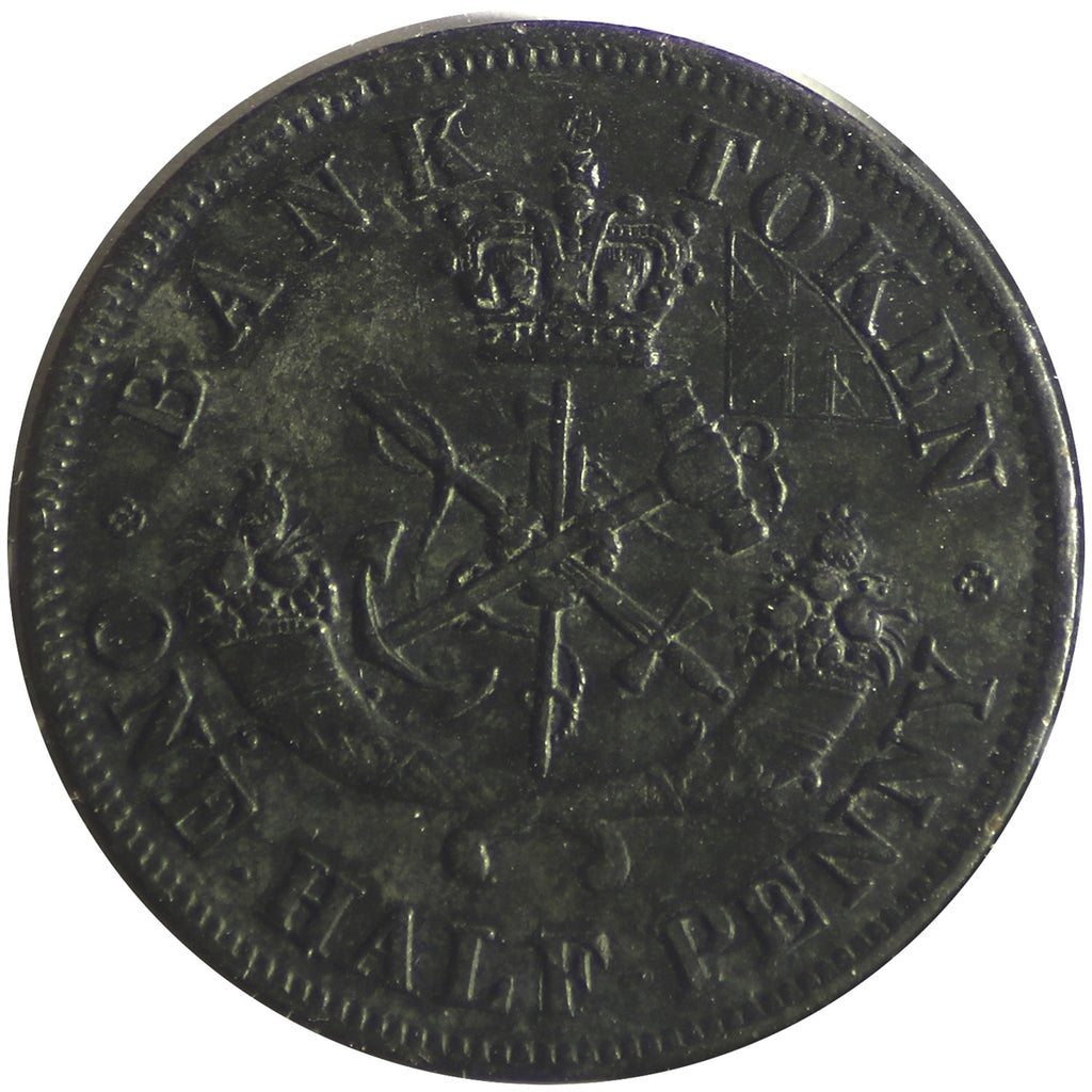 PC-5B2 1852 Province of Canada Half Penny Bank Token AU (AU50) $