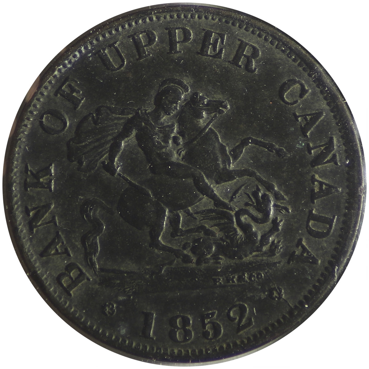 PC-5B2 1852 Province of Canada Half Penny Bank Token AU (AU50) $