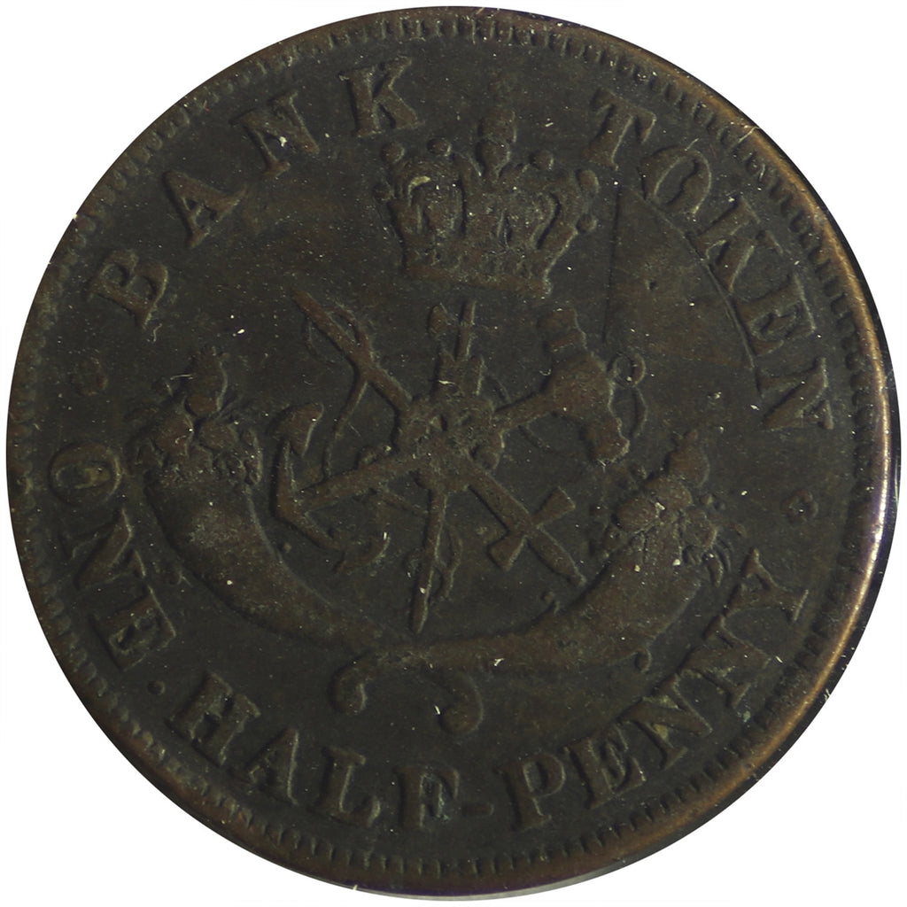 PC-5B1 1852 Province of Canada, Bank of Upper Canada Half Penny Bank Token Fine (F12)