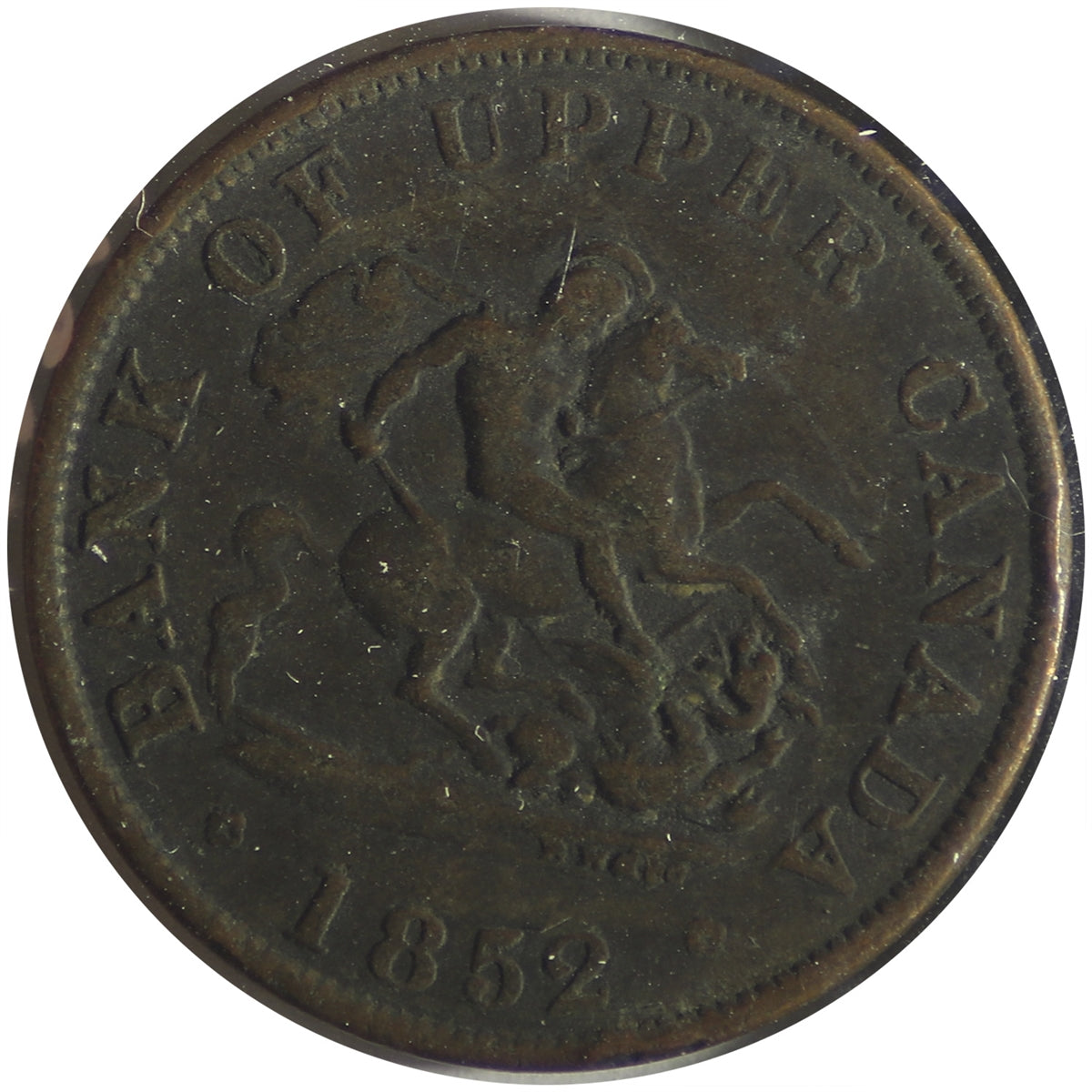 PC-5B1 1852 Province of Canada, Bank of Upper Canada Half Penny Bank Token Fine (F12)