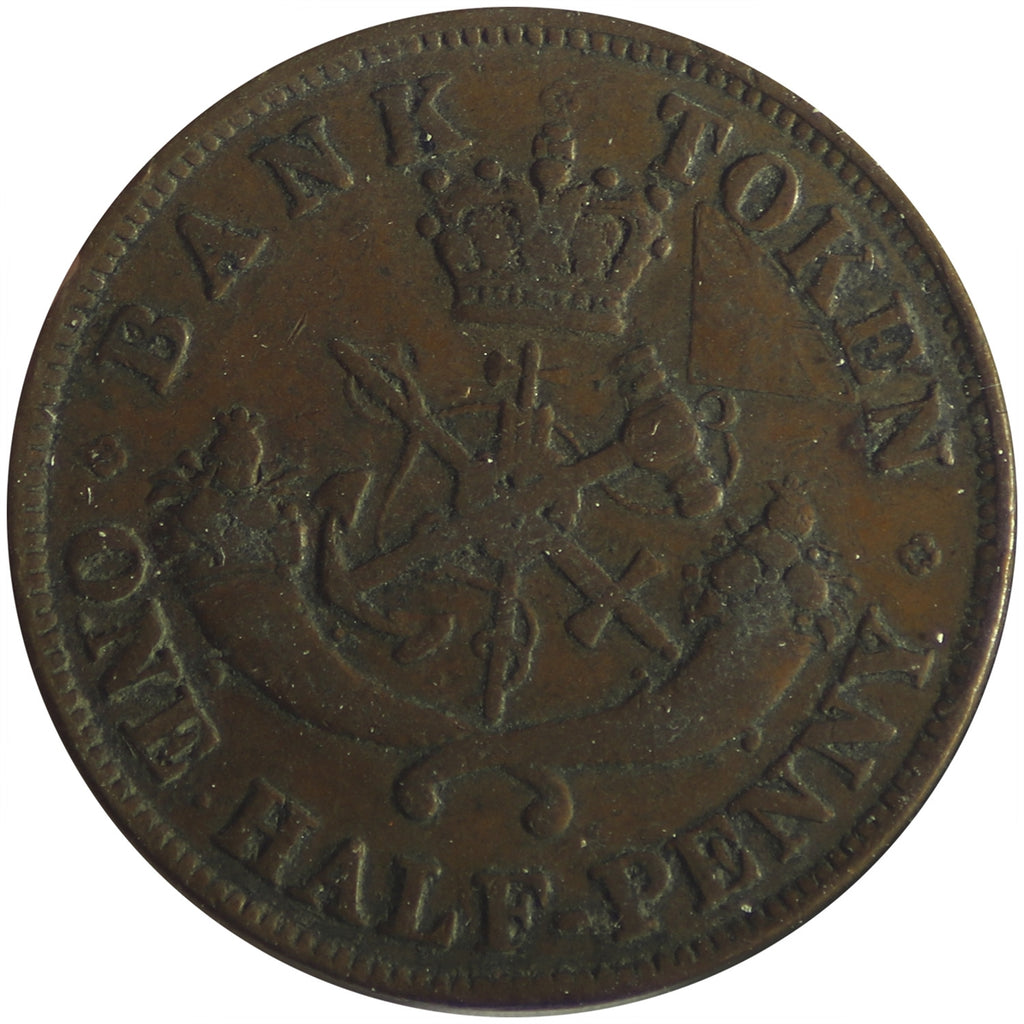 PC-5B1 1852 Province of Canada Bank of Upper Canada Half Penny Bank Token F-VF (F15)