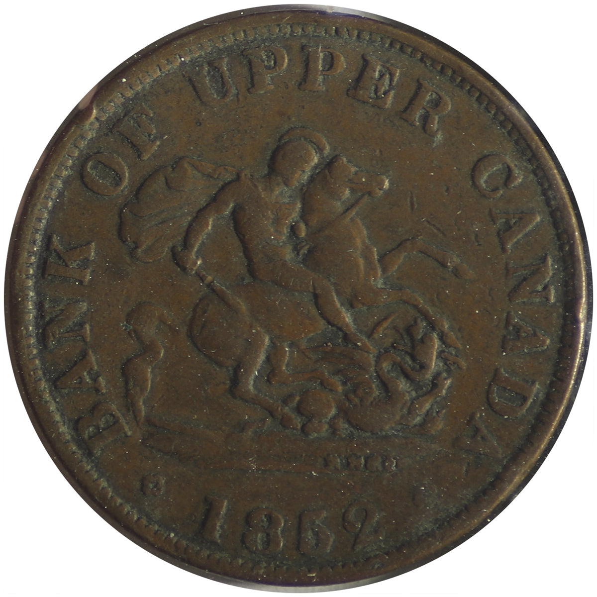 PC-5B1 1852 Province of Canada Bank of Upper Canada Half Penny Bank Token F-VF (F15)