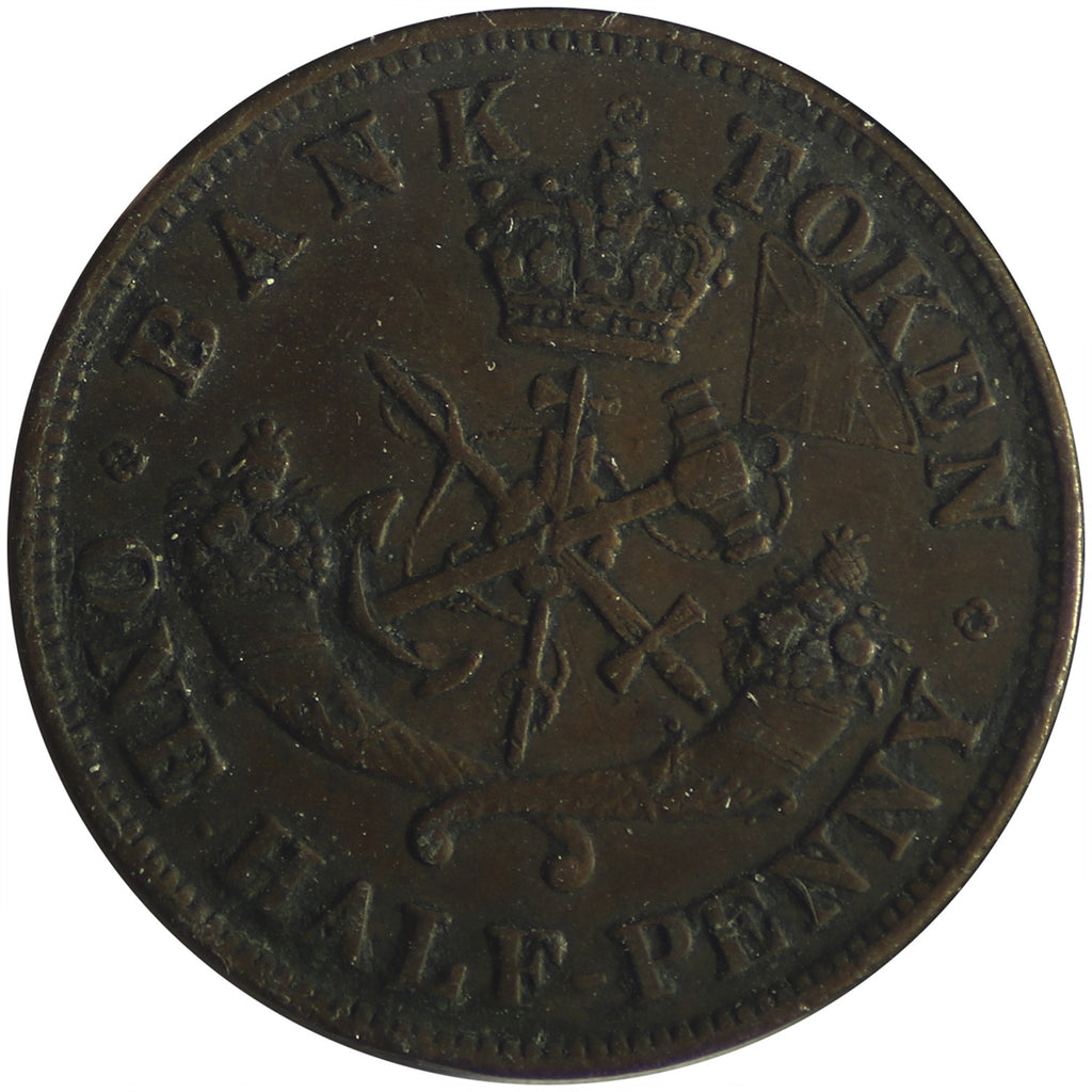 PC-5B1 1852 Province of Canada Bank of Upper Canada Half Penny Bank Token Very Fine (VF20)