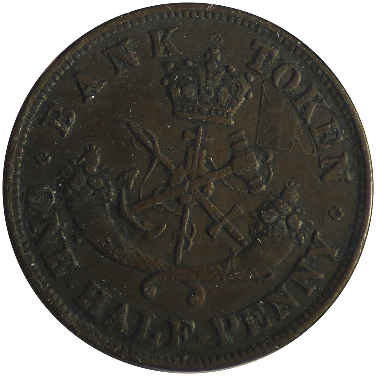 PC-5B1 1852 Province of Canada Bank of Upper Canada Half Penny Bank Token Very Fine (VF20)