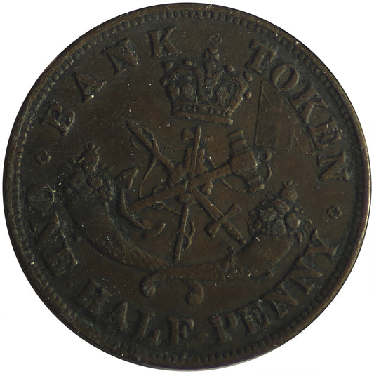 PC-5B1 1852 Province of Canada Bank of Upper Canada Half Penny Token Very Fine (VF20)
