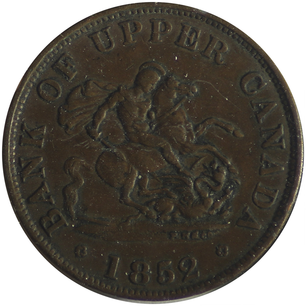 PC-5B1 1852 Province of Canada Bank of Upper Canada Half Penny Bank Token Very Fine (VF20)