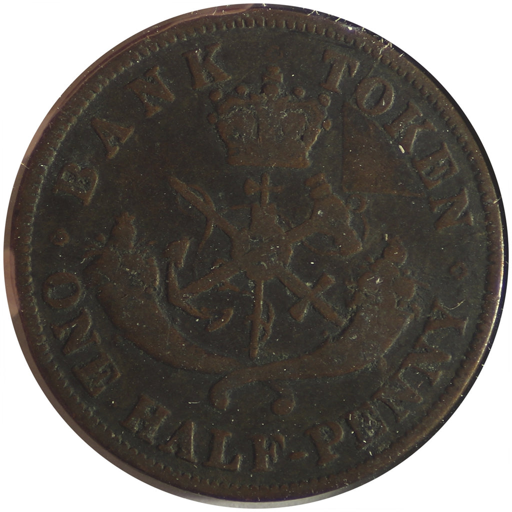 PC-5B1 1852 Province of Canada, Bank of Upper Canada Half Penny Token VG-F (VG10)