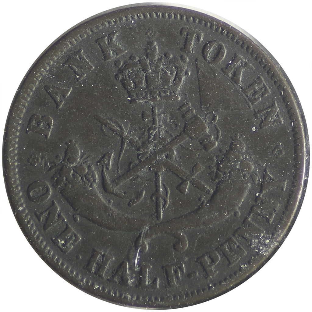 PC-5B2 1852 Province of Canada, Bank of Upper Canada Half Penny Bank Token Fine (F12)