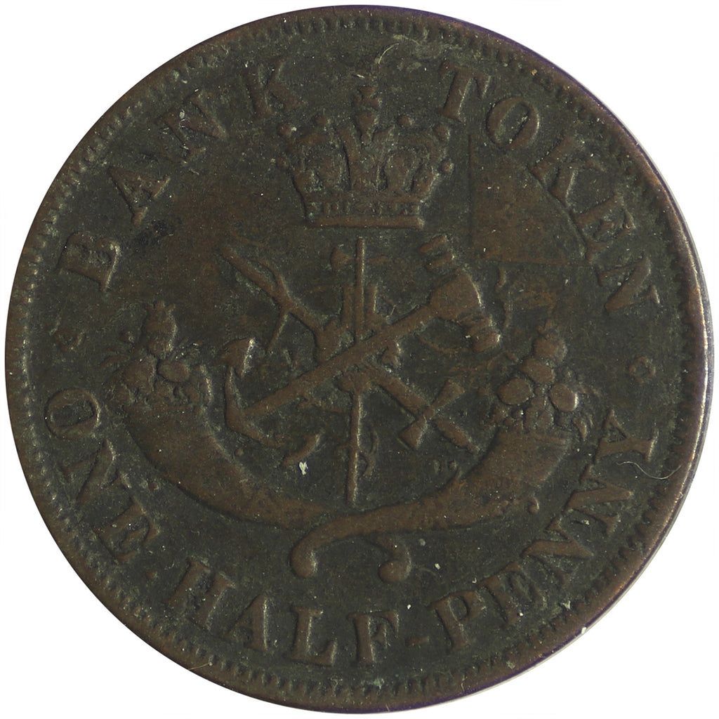 PC-5B2 1852 Province of Canada Half Penny Bank Token F-VF ( F15)