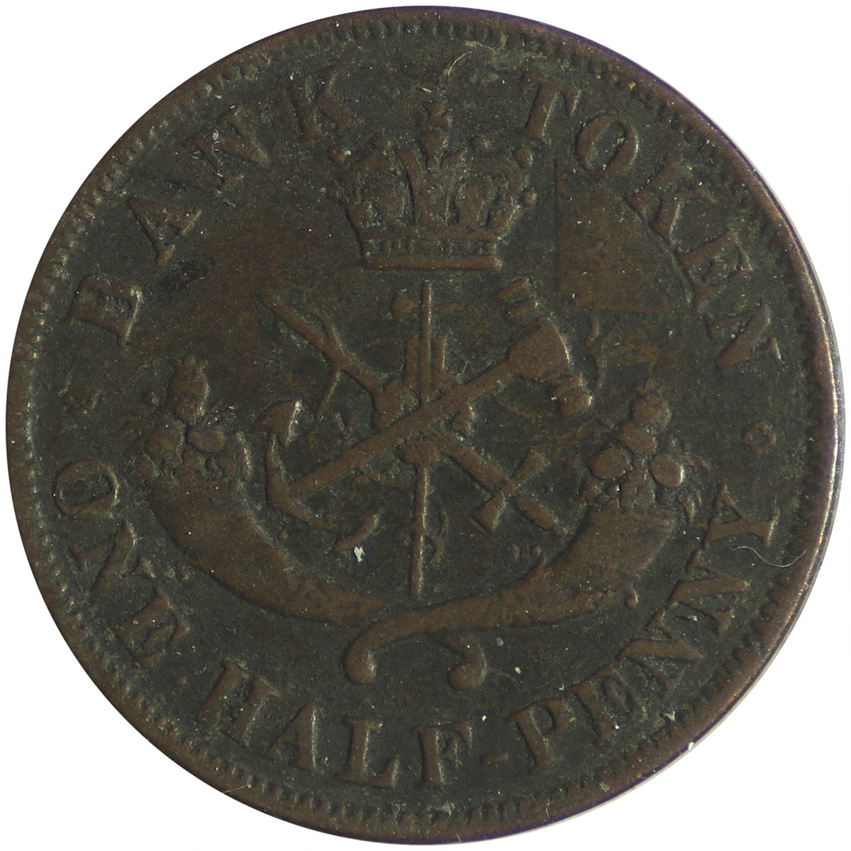 PC-5B2 1852 Province of Canada Half Penny Bank Token F-VF ( F15)