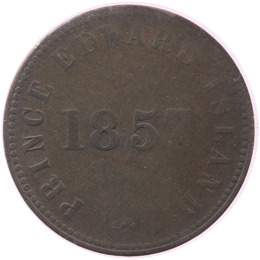 PE-7C4 1857 PEI Self Government & Free Trade Half Penny Token Very Good (VG8)