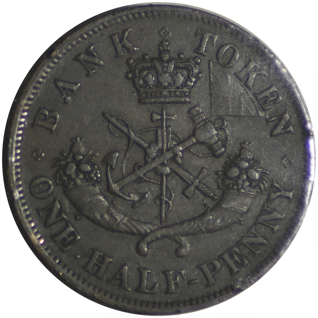 PC-5C1 Province of Canada, Bank of Upper Canada Half Penny Bank Token Extra Fine (EF40)