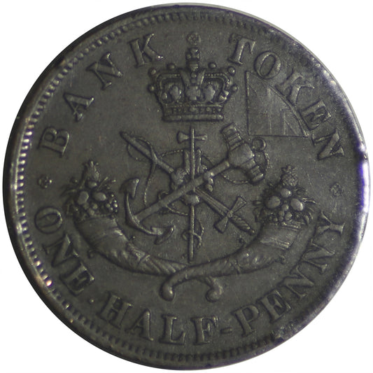 PC-5C1 1854 Province of Canada Bank of Upper Canada Half Penny Token Extra Fine (EF40)