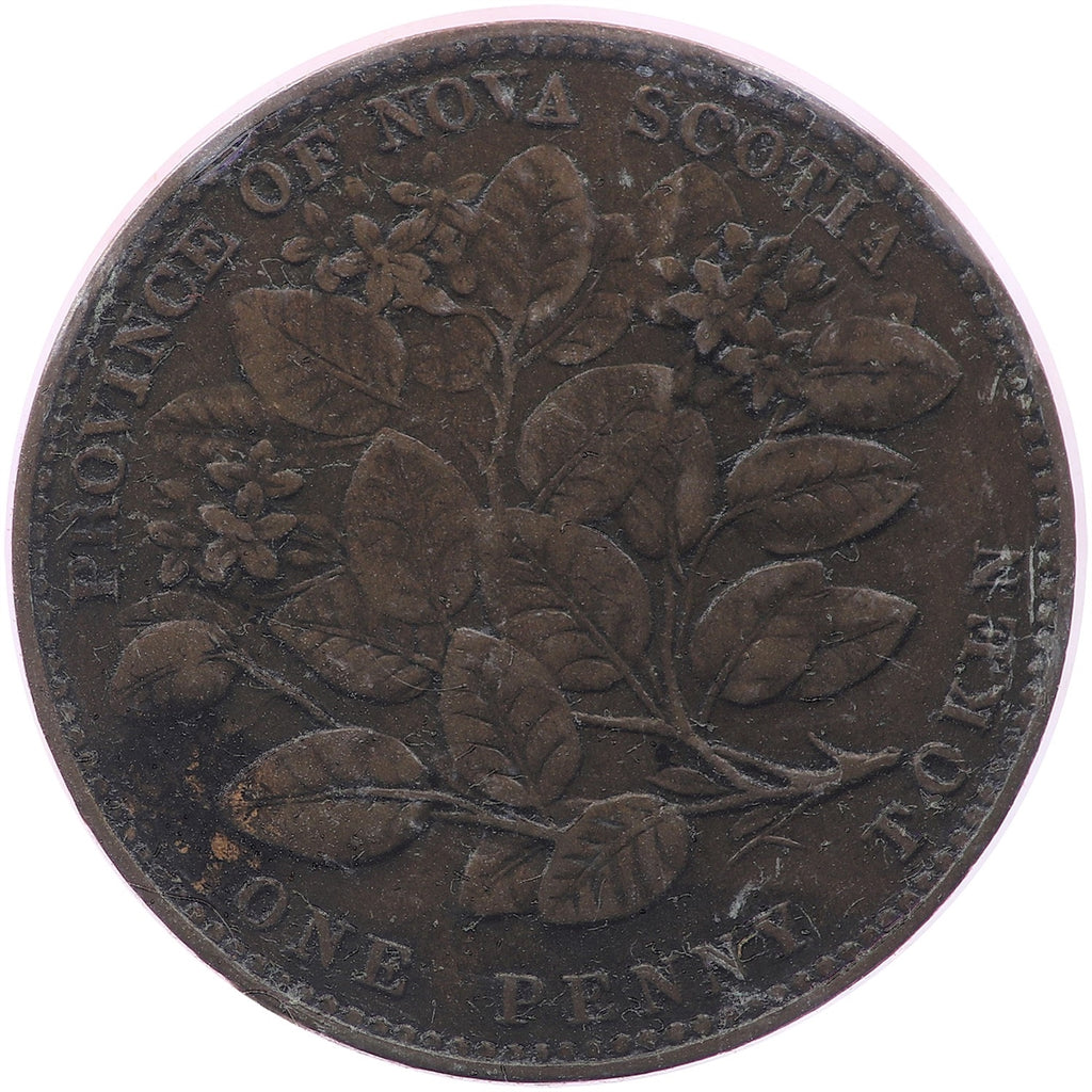 NS-6A2 1856 Nova Scotia Mayflower One Penny Bank Token, F-VF (F15)