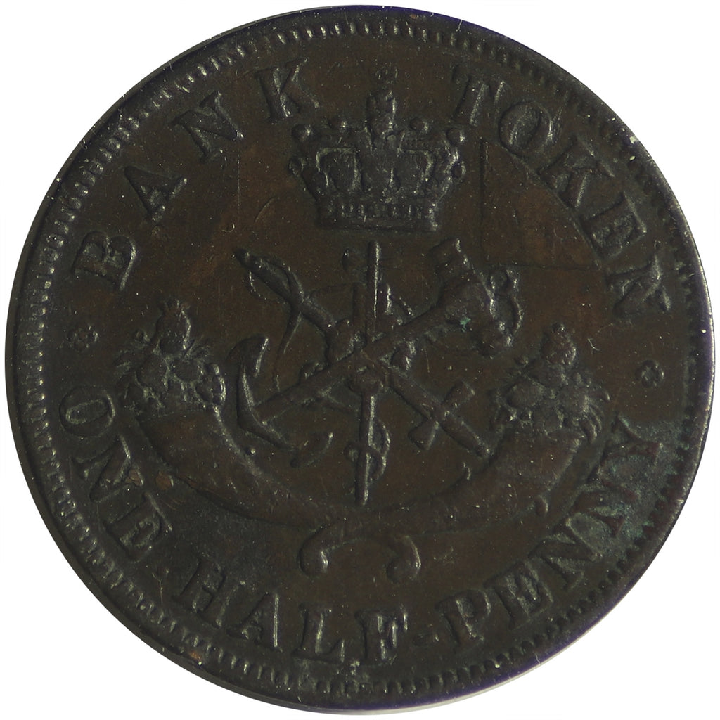 PC-5C1 1854 Province of Canada, Bank of Upper Canada Half Penny Token Very Fine (VF20)