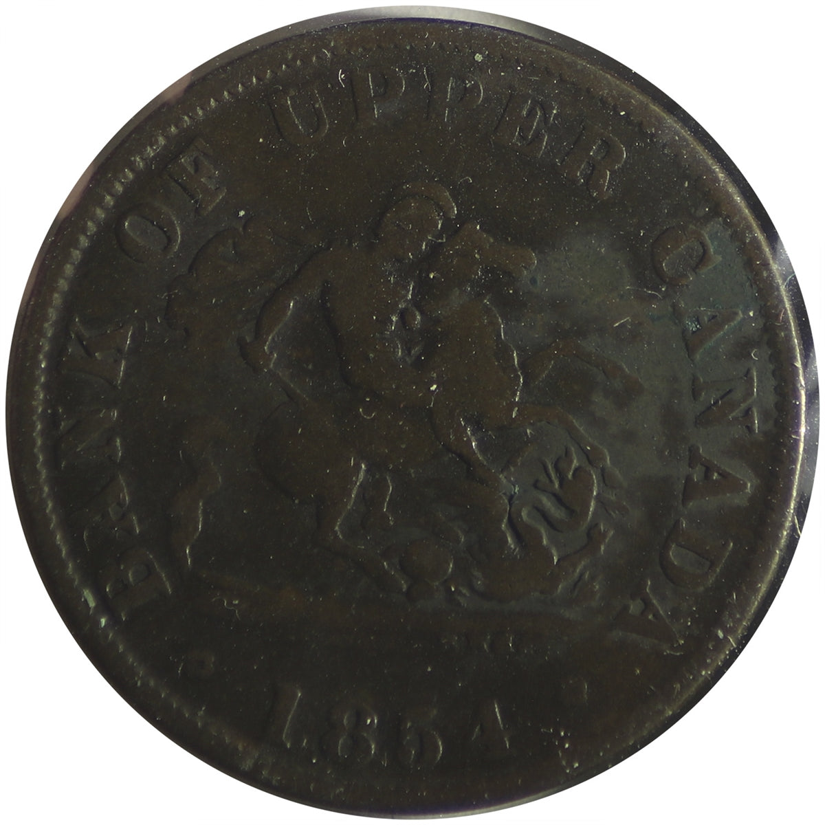 PC-5C1 1854 Province of Canada, Bank of Upper Canada Half Penny Bank Token VG-F (VG10)