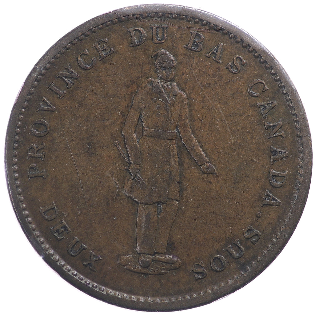 LC-9B1 1837 Lower Canada Quebec Bank on Ribbon Penny Bank Token, Extra Fine (EF40) $