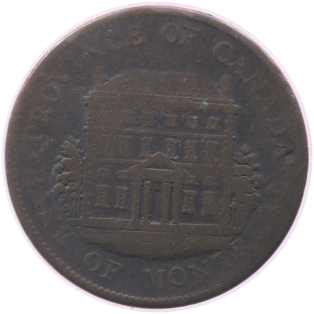 PC-1B1 1844 Province of Canada Bank of Montreal Half Penny Bank Token Very Good (VG8)