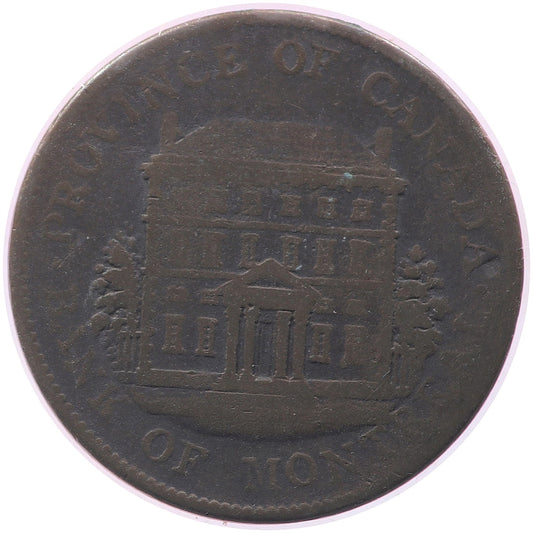 PC-1B1 1844 Province of Canada Bank of Montreal Half Penny Token Very Good (VG8)