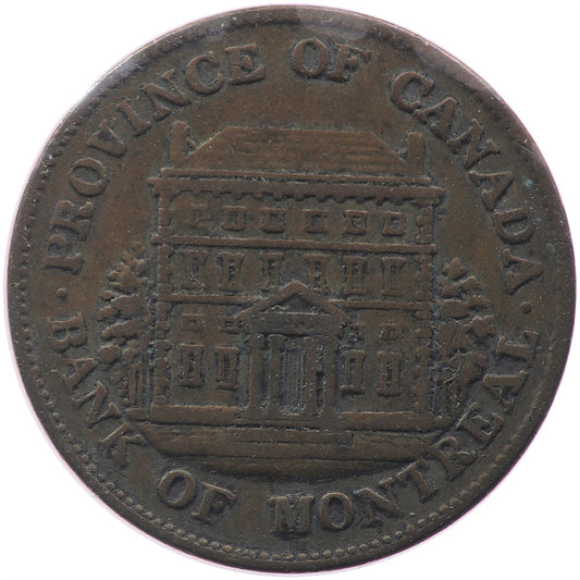 PC-1B1 1844 Province of Canada Bank of Montreal Half Penny Token Fine (F12)