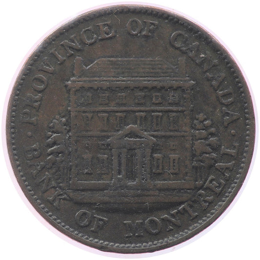 PC-1B2 1844 Province of Canada Bank of Montreal Half Penny Token Very Fine (VF20)