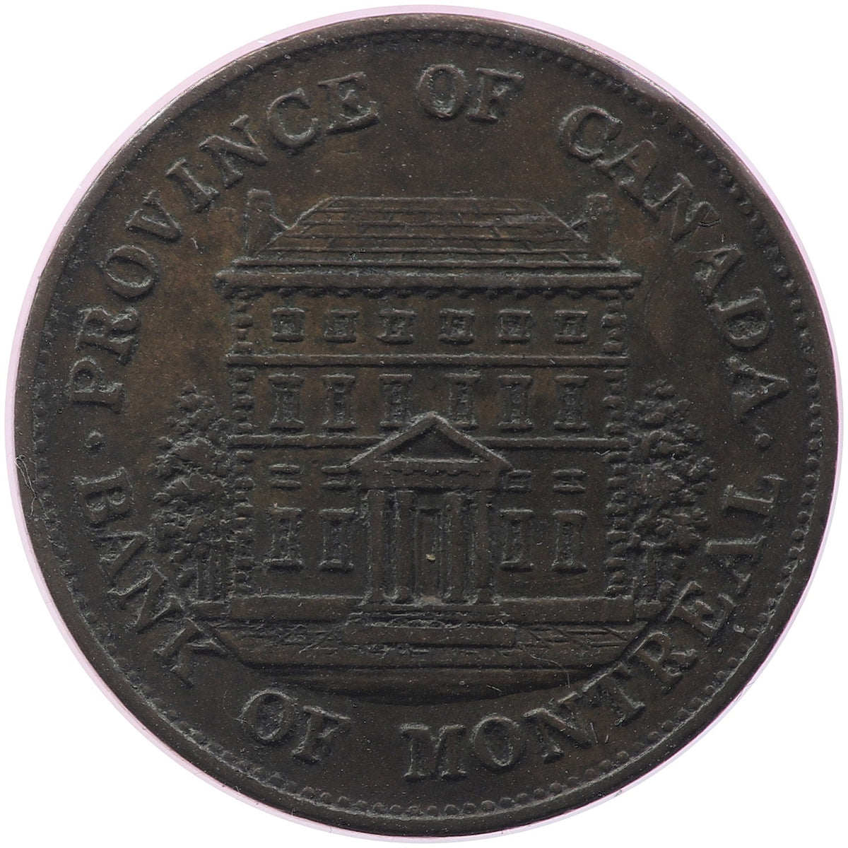 PC-1B3 1844 Province of Canada Bank of Montreal Half Penny Token, Extra Fine (EF40)