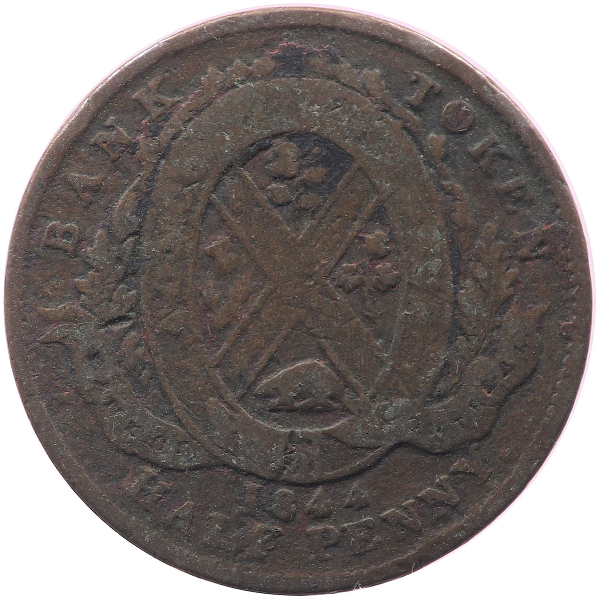 PC-1B4 1844 Province of Canada Half Penny Bank Token, Good (G4)
