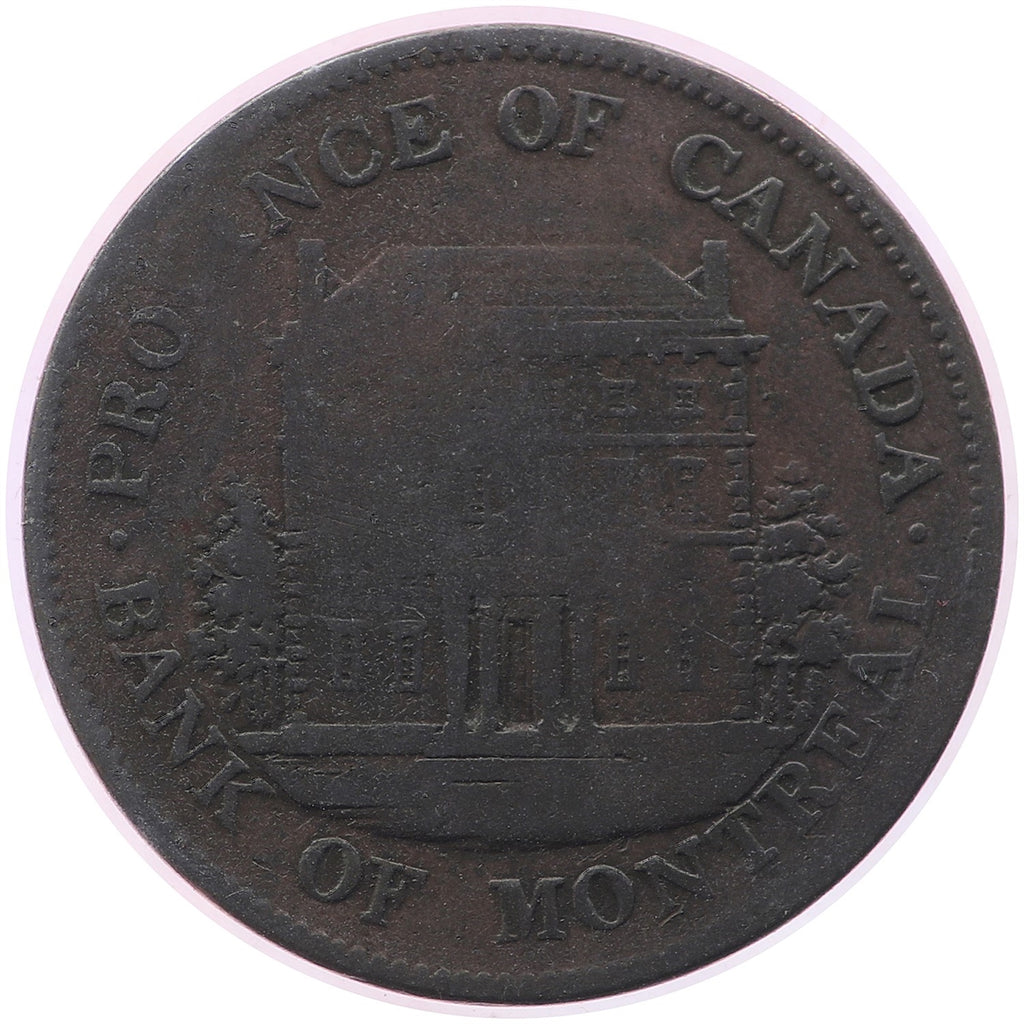 PC-1B4 1844 Province of Canada Bank of Montreal Half Penny Bank Token Very Good (VG8)
