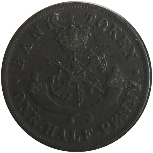 PC-5D 1857 Province of Canada, Bank of Upper Canada Half Penny Token F-VF (F15)