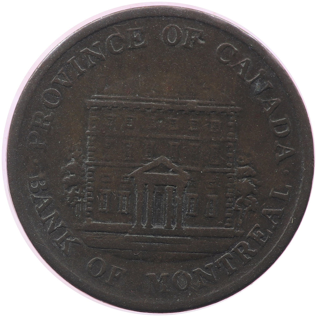 PC-1B5 1844 Province of Canada Half Penny Bank Token, Very Good (VG8)